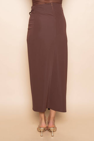 The Wrap Midi Skirt with Abstract Buckle - Olive Street