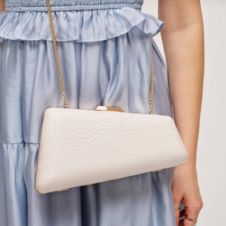 Irene - Croco Asymmetrical Evening Bag: Black - Olive Street