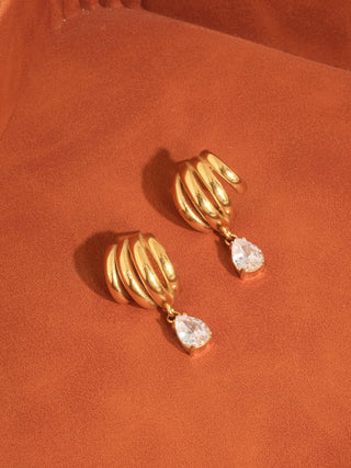 The Dovely 18K Gold Non-Tarnish Vintage Ribbed Drop