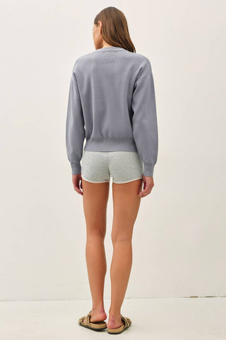 The Boyfriend Fit Crew Sweater in Blue