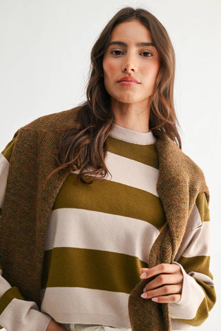 The Olive Bold Stripe Sweater - Olive Street