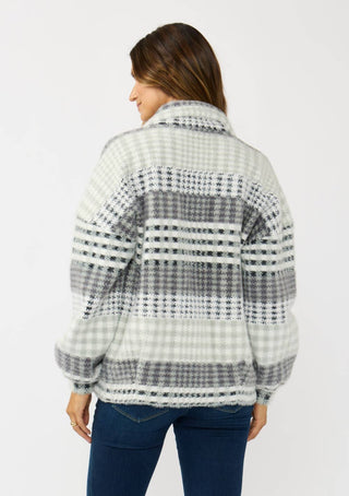 The Plaid Fuzzy Knit Bomber