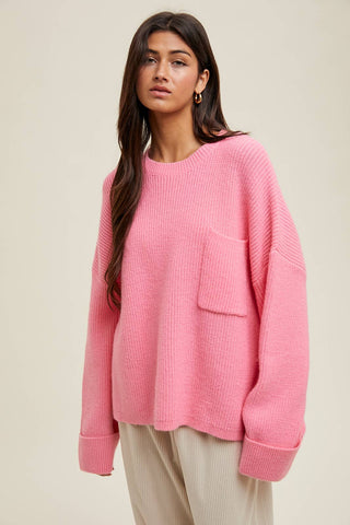 The Pink Relaxed Pullover Sweater - Olive Street