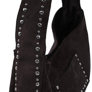 The Dahlia Faux Suede Studded Hobo in Chocolate