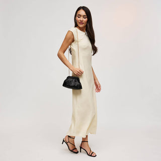 The Winter Satin Clutch in Black