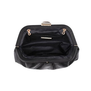 The Winter Satin Clutch in Black