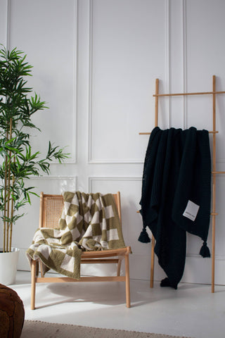 The Teddy Throw - 100% Recycled in Khaki Check