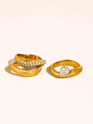18K Gold Non-Tarnish Stackable Rings Amoria - Olive Street