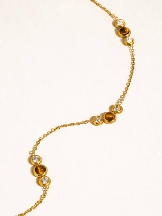 Embla 18K Gold Non-Tarnish Tiger Eye CZ Necklace: Yellow Gold - Olive Street