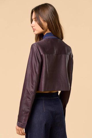 The Contrast Collar Pinstripe Cropped Jacket