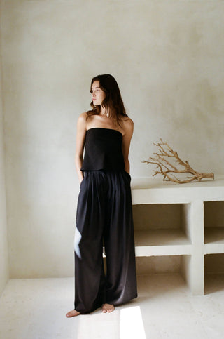The Linen Tube Top in Black - Olive Street