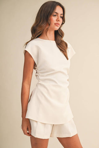 Shortsleeve Shirt and Pant Set in Cream - Olive Street
