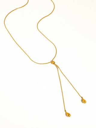 Trésor Non-Tarnish Adjustable Lariat Drop Necklace: Yellow Gold - Olive Street
