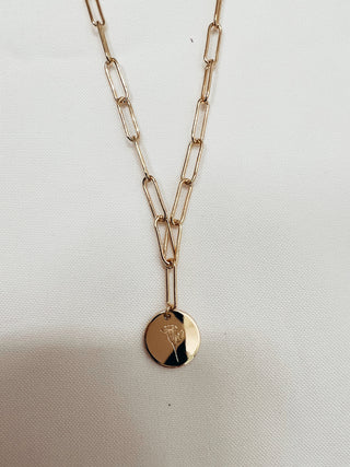 Birth Flower Paperclip Chain Necklace