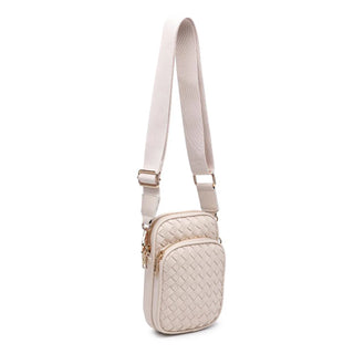 The Celeste Woven Multi Compartment Crossbody in Cream - Olive Street