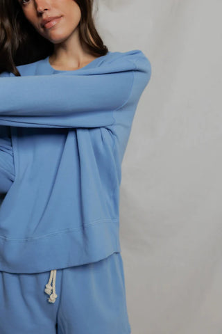 The Tyler French Terry Pullover in Pacific Blue - Olive Street
