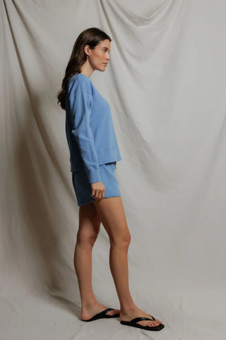 The Tyler French Terry Pullover in Pacific Blue - Olive Street