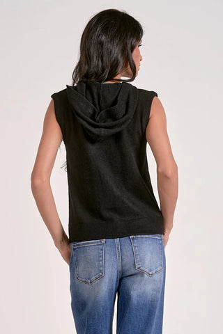 Hooded Zip Sleeveless Sweater
