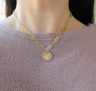 Birth Flower Paperclip Chain Necklace