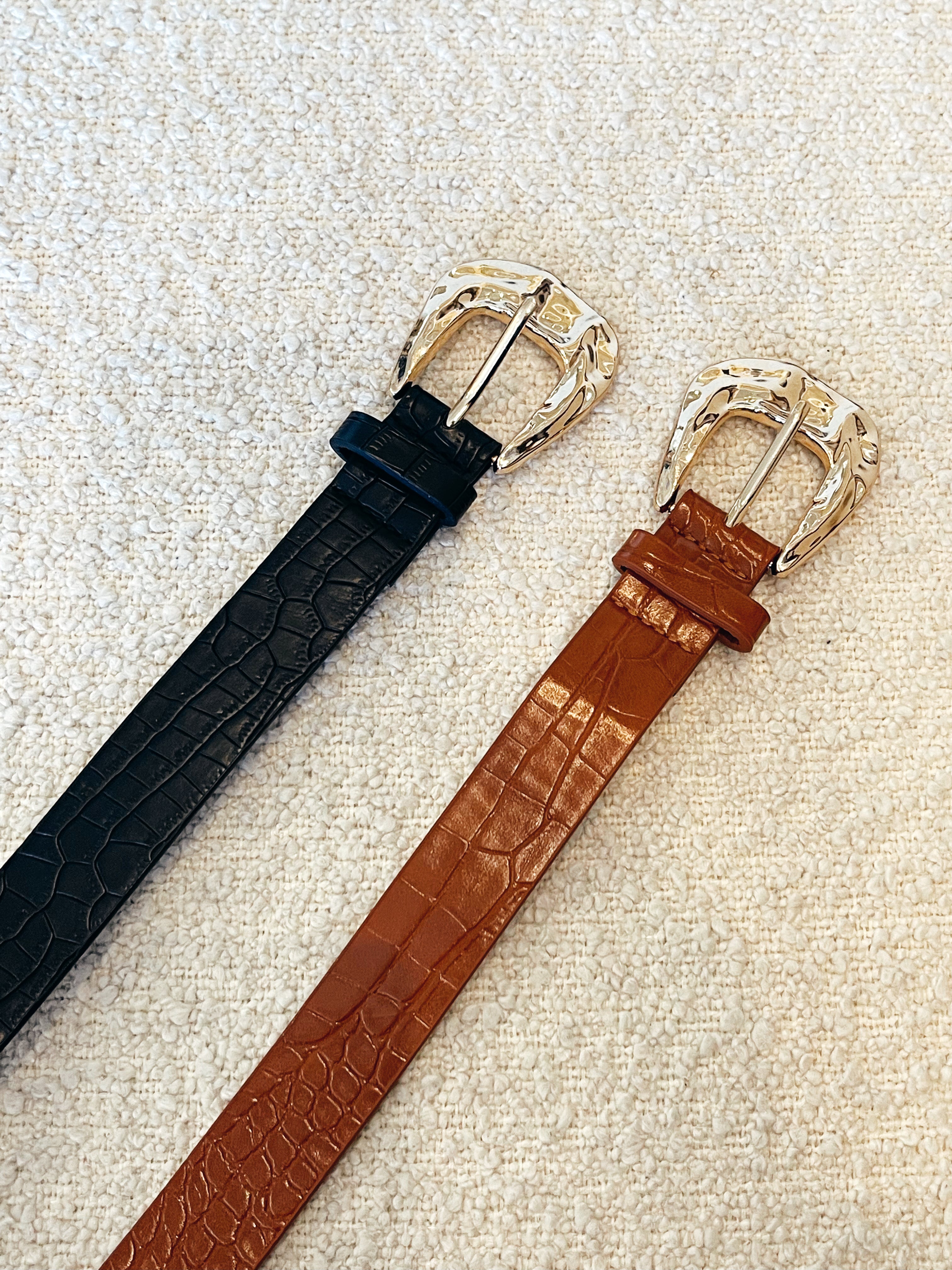 Faux Alligator Abstract Buckle Belt