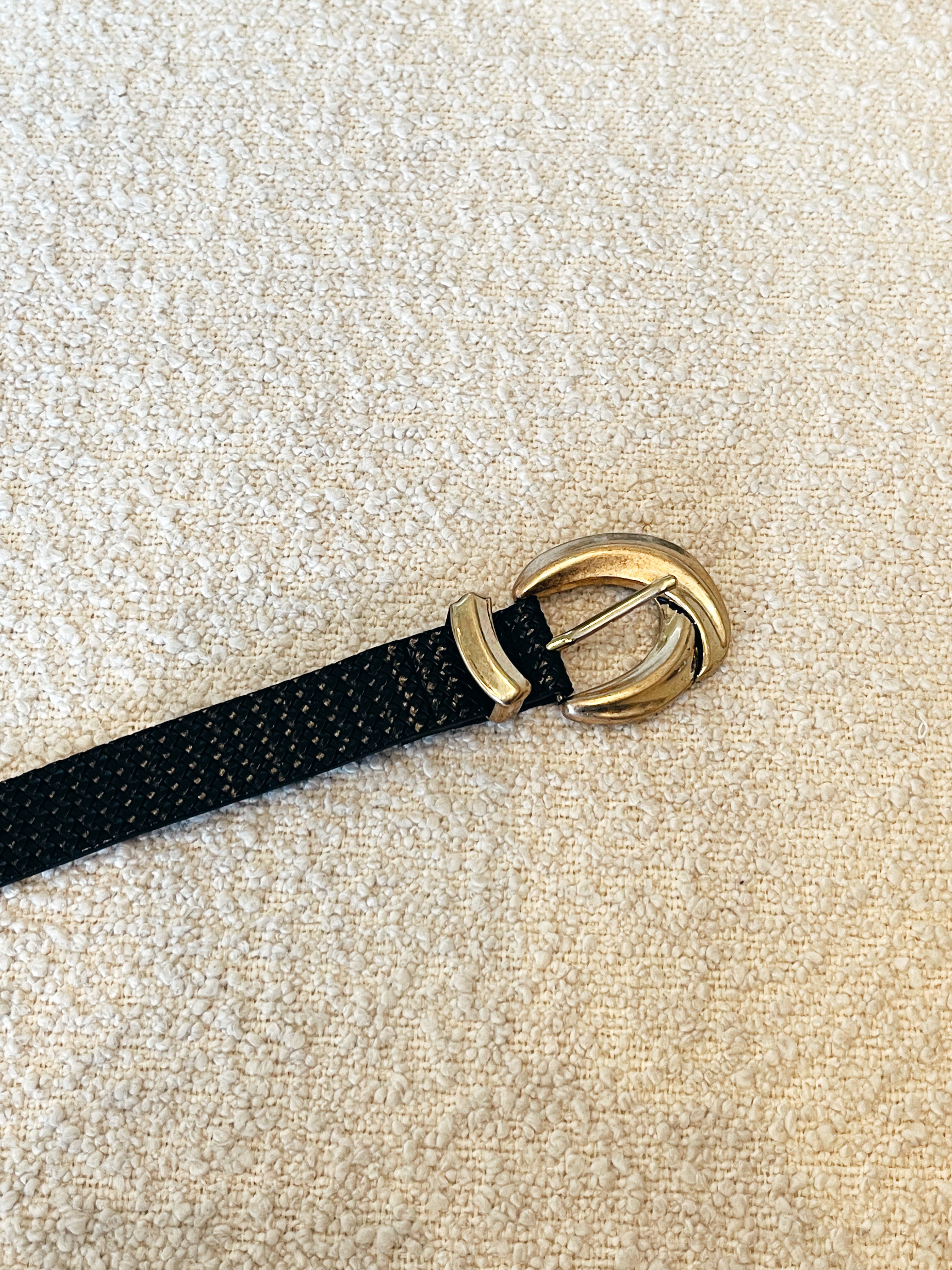 Faux Leather Weave Buckle Belt