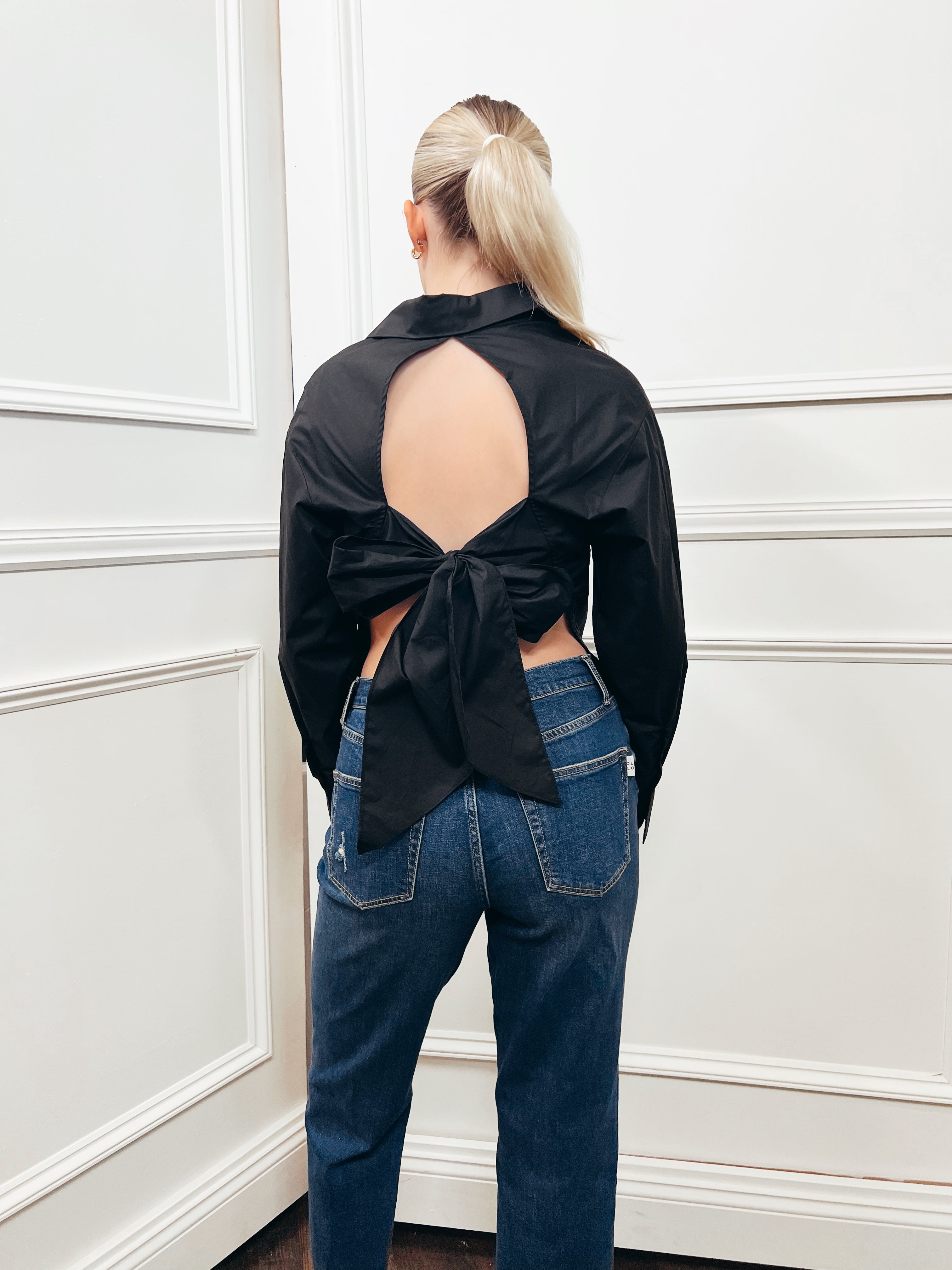 Bow Back Button Down Shirt