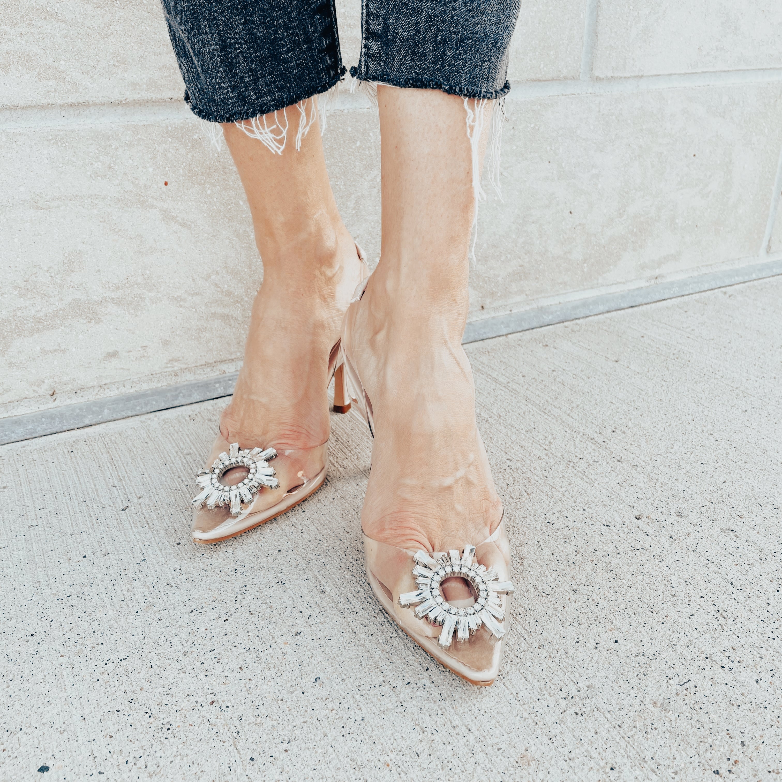 Embellished Sheer Pointed Toe Heel