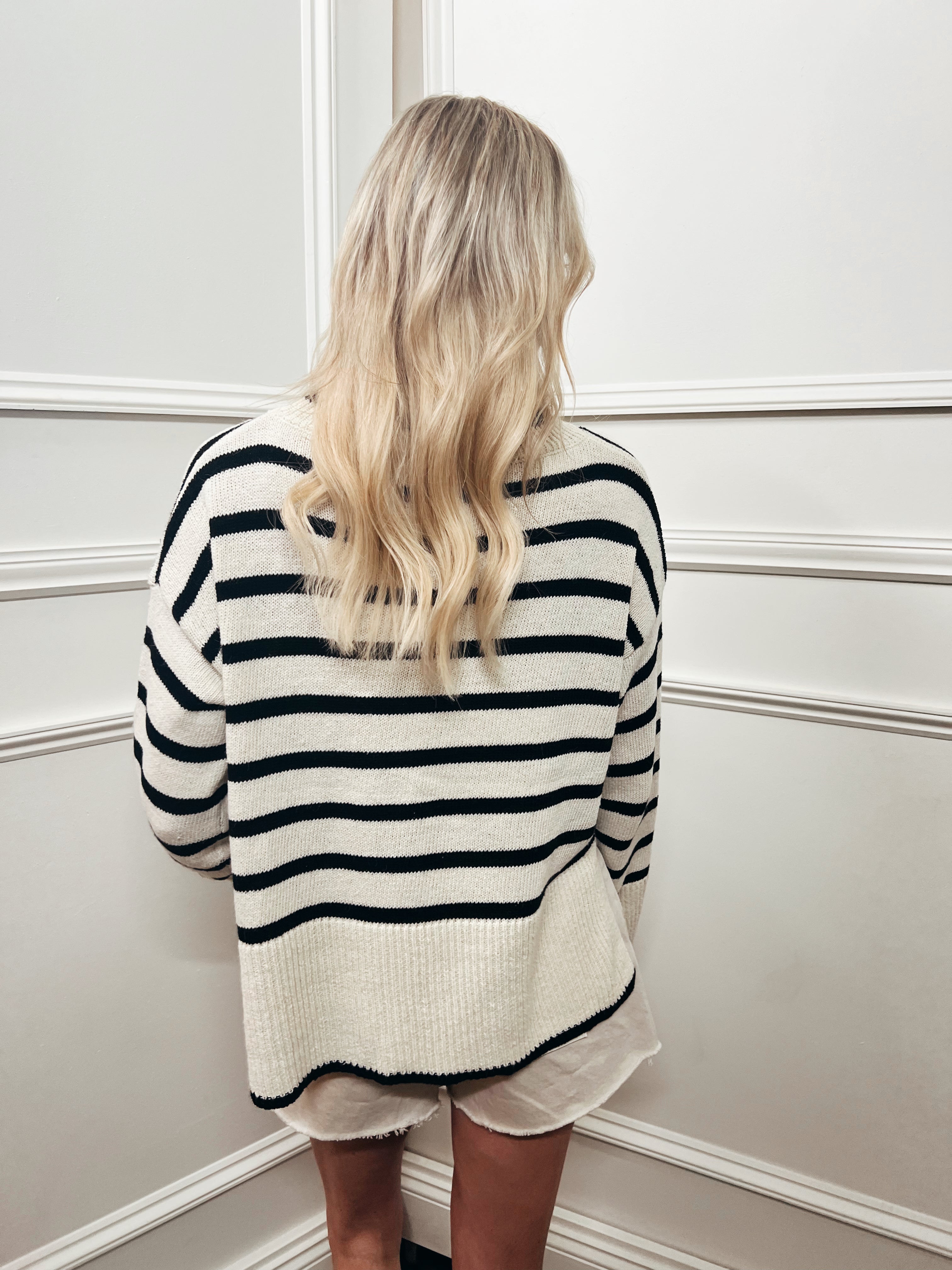 Stripe Ribbed Lightweight Sweater